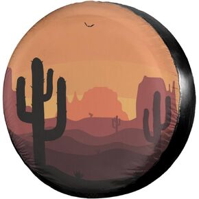 Foruidea Desert Sunset Cactus Spare Tire Cover Dust-Proof Wheel Tire Cover Fit Trailer, RV, SUV and Many Vehicle 15 Inch