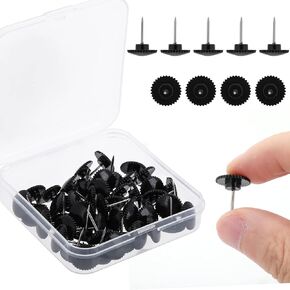 Prasacco 50 Pcs Black Push Pins Thumb Tacks for Wall Hangings Plastic Drawing Pins Steel Point Cork Board Push Pins for Maps Posters Photos