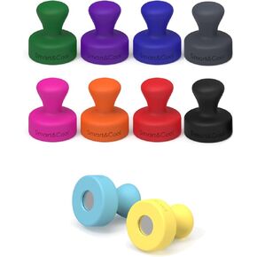SMART&COOL 10 Pack Small Silicone Fridge Magnets, Anti Scratch Push Pin Magnets, Refrigerator Magnets, Thumbtack Magnets for Fridge, Dry Erase Board, Whiteboard, Office, Classroom, School