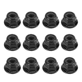 12PCS 4mm Nonslip Wheel Lock Nut Spare Parts Fit for Axial SCX10 1/10 RC Model Car (Black)