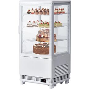 Litake Commercial Refrigerator, 2.8Cu. FT Glass Refrigerator Display Case Countertop with Adjustable Shelves, Interior LED Lighting, Display Fridge for Pastry Cake Restaurant, Auto Defrost, White