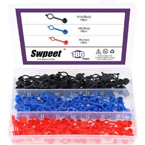 Swpeet 300Pcs Plastic Grease Fitting Cap Assortment, Grease Zerk Fitting Cap Plastic Dust Cover