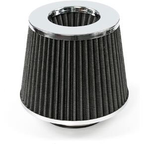 AUTOXBERT Full Set 3" 76mm Universal Car Cold Air Intake Filter Kit Alumimum Automobile Filter Induction Flow Hose Pipe Kit System Accessories (Black & Silver)