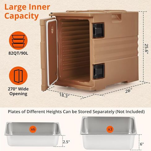 Food Warmer,Portable Food Warmer 82Qt Hot Box for Catering, Lldpe Food Box Carrier Double Catering for 3/6 "or 6/2.5" Plates for Family Gathering, Canteen, Restaurant in Saudi Arabia