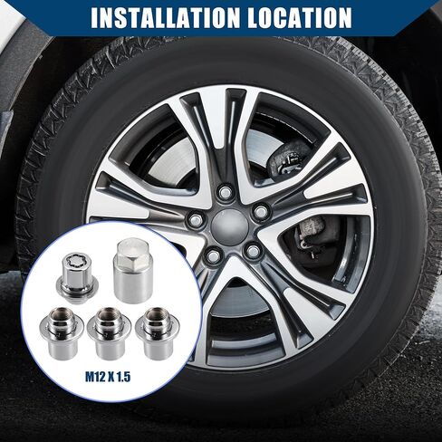 صواميل قفل العجلة لسيارة تويوتا تاكوما أفالون كامري كورولا لسيارة لكزس E-S هي GS/خارجي / M12 × 1.5 صواميل قفل العجلة المسطحة / مضادة للسرقة / مجموعة واحدة باللون الفضي in Kuwait