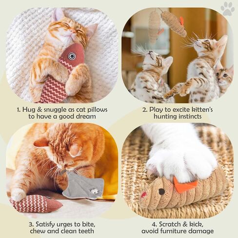 3Pcs Cat Toys Mice Fish Catnip Toys Teething Interactive Catnip Silvervine Animals Toys for Indoor Kittens Cat Chew Toy Kitten Exercise Kicker Toys Cleaning Teeth Cat Gifts Kitty Toy in Saudi Arabia
