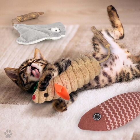 3Pcs Cat Toys Mice Fish Catnip Toys Teething Interactive Catnip Silvervine Animals Toys for Indoor Kittens Cat Chew Toy Kitten Exercise Kicker Toys Cleaning Teeth Cat Gifts Kitty Toy in Saudi Arabia