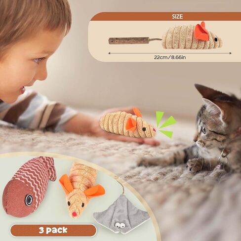 3Pcs Cat Toys Mice Fish Catnip Toys Teething Interactive Catnip Silvervine Animals Toys for Indoor Kittens Cat Chew Toy Kitten Exercise Kicker Toys Cleaning Teeth Cat Gifts Kitty Toy in Saudi Arabia