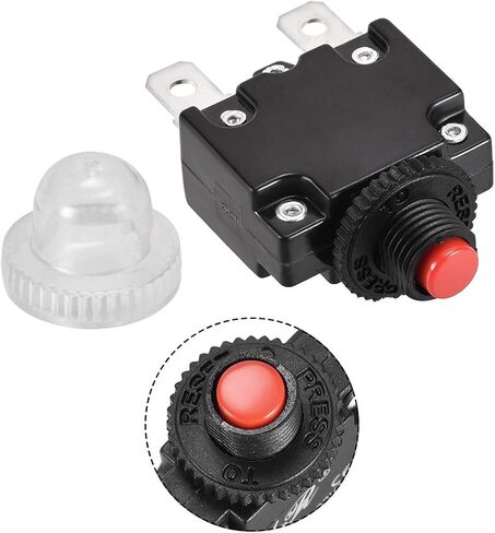 uxcell قواطع الدوائر الحرارية 7A 125/250V AC 32V DC زر الضغط إعادة تعيين الزائد حامي التبديل مع غطاء مقاوم للماء 2 قطعة in Saudi Arabia