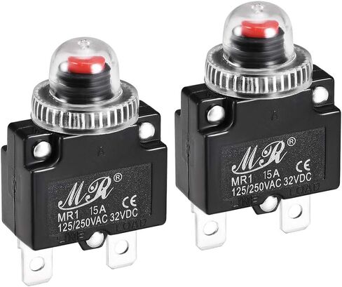 uxcell قواطع الدوائر الحرارية 7A 125/250V AC 32V DC زر الضغط إعادة تعيين الزائد حامي التبديل مع غطاء مقاوم للماء 2 قطعة in Saudi Arabia