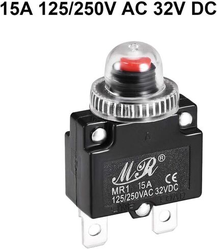 uxcell قواطع الدوائر الحرارية 7A 125/250V AC 32V DC زر الضغط إعادة تعيين الزائد حامي التبديل مع غطاء مقاوم للماء 2 قطعة in Saudi Arabia