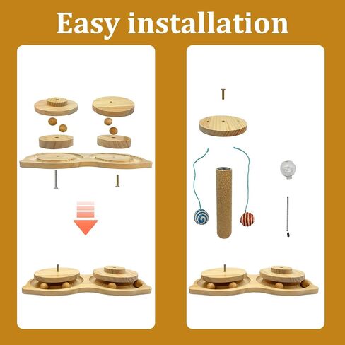 عمود خدش للقطط مزود بمسار كروي خشبي وموزع مكافآت القطط، 4 كرات سيزال متدلية للقطط الصغيرة in Kuwait