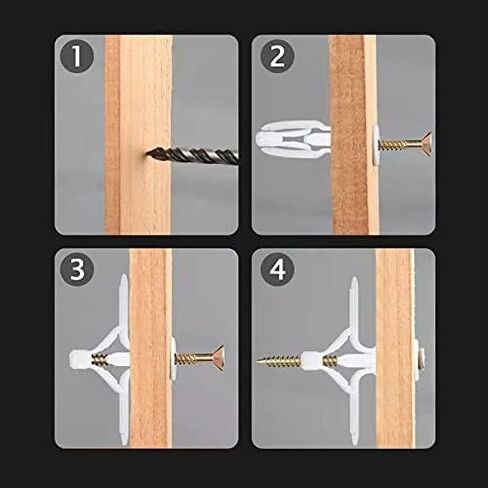 مجموعة مرساة الحوائط الجافة - مجموعة متنوعة من مرساة الحوائط الجافة والجدار المجوف، للجدران الجافة والمراسي والمسامير وخطافات مرساة الحائط ومرساة تبديل الباب المجوف (أبيض 100 قطعة) in Kuwait