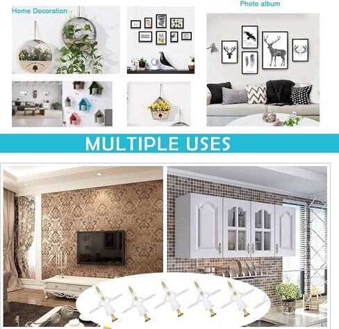 مجموعة مرساة الحوائط الجافة - مجموعة متنوعة من مرساة الحوائط الجافة والجدار المجوف، للجدران الجافة والمراسي والمسامير وخطافات مرساة الحائط ومرساة تبديل الباب المجوف (أبيض 100 قطعة) in Kuwait