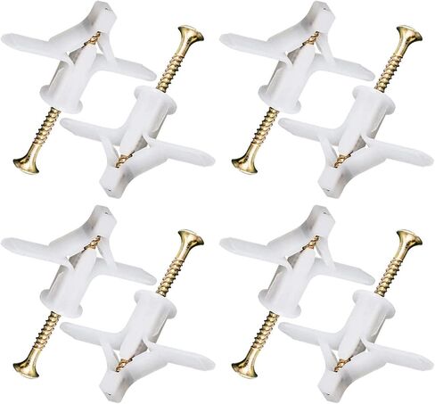 مجموعة مرساة الحوائط الجافة - مجموعة متنوعة من مرساة الحوائط الجافة والجدار المجوف، للجدران الجافة والمراسي والمسامير وخطافات مرساة الحائط ومرساة تبديل الباب المجوف (أبيض 100 قطعة) in Kuwait