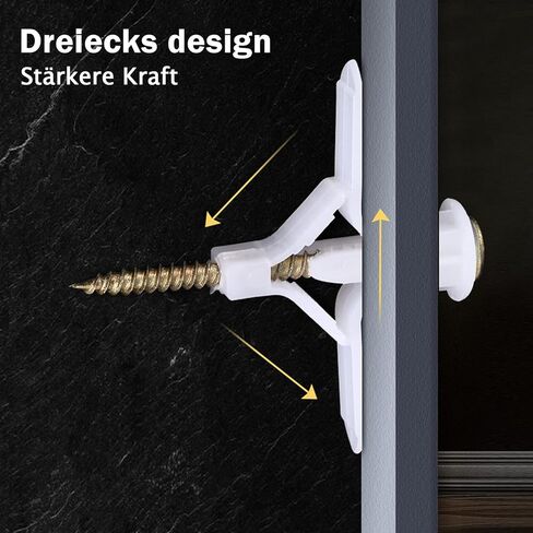 مجموعة مرساة الحوائط الجافة - مجموعة متنوعة من مرساة الحوائط الجافة والجدار المجوف، للجدران الجافة والمراسي والمسامير وخطافات مرساة الحائط ومرساة تبديل الباب المجوف (أبيض 100 قطعة) in Kuwait