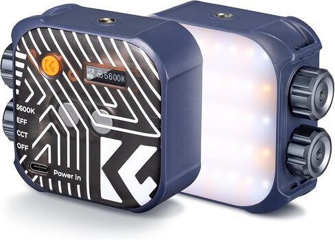 K&F Concept Bi-Color LED Video Light, 2000mAh Rechargeable Portable Camera Lights, CRI 96+, 2500K-9900K, 15 Light Effects, Photography Lighting for Vlogging, Selfie, Black in Saudi Arabia