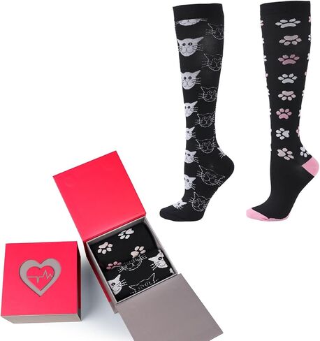 Hawkwell 2 أزواج جوارب ضغط للنساء الدورة الدموية 15-25 ملم زئبقي دعم للممرضات الرياضية الجري وركوب الدراجات in Kuwait