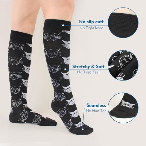 Hawkwell 2 أزواج جوارب ضغط للنساء الدورة الدموية 15-25 ملم زئبقي دعم للممرضات الرياضية الجري وركوب الدراجات in Kuwait