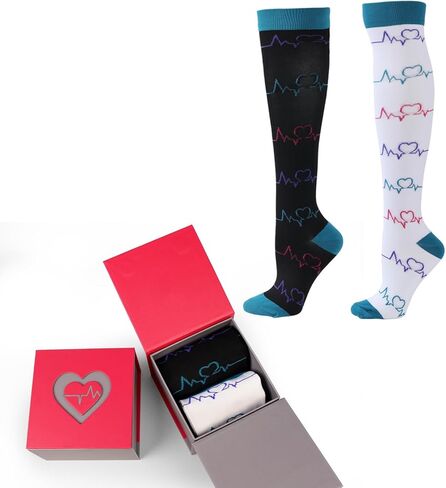 Hawkwell 2 Pairs Compression Socks for Women Circulation 15-25 mmHg Support for Nurse Sports Running Cycling in Saudi Arabia