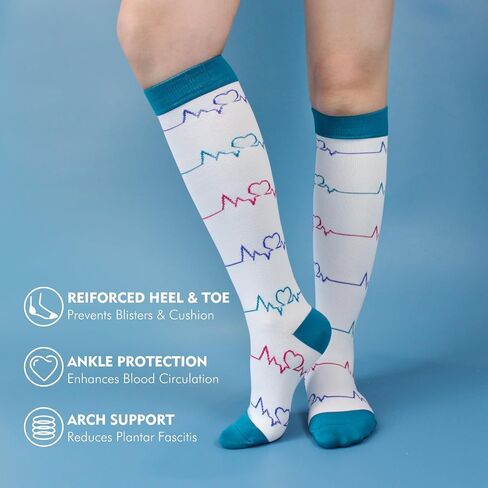 Hawkwell 2 Pairs Compression Socks for Women Circulation 15-25 mmHg Support for Nurse Sports Running Cycling in Saudi Arabia