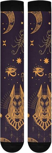 Egyptian God Anubis Scorpion Moon Compression Socks Women & Men, 2 Pairs Gym Running Hiking Sport Knee High Stockings in Saudi Arabia