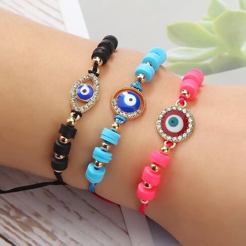 35pcs Alloy Mix Style Rhinestones Enamel Eye Pendants Charms Link Evil Eye Connection Beads Findings for Bracelet Earring Necklace DIY Craft Making (M497) in Saudi Arabia