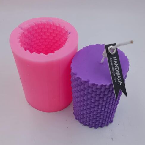 Leather Grain Pillar Candle Mold Scented Wax Molds Handcrafted Silicone Candle Mould Decorated Resin Gypsum Clay Craft Silicone Mold in Saudi Arabia