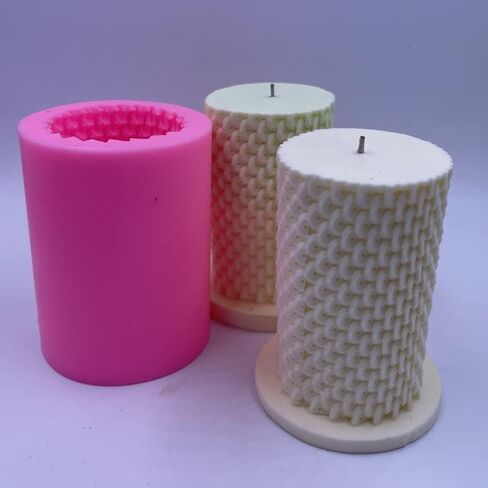 Leather Grain Pillar Candle Mold Scented Wax Molds Handcrafted Silicone Candle Mould Decorated Resin Gypsum Clay Craft Silicone Mold in Saudi Arabia
