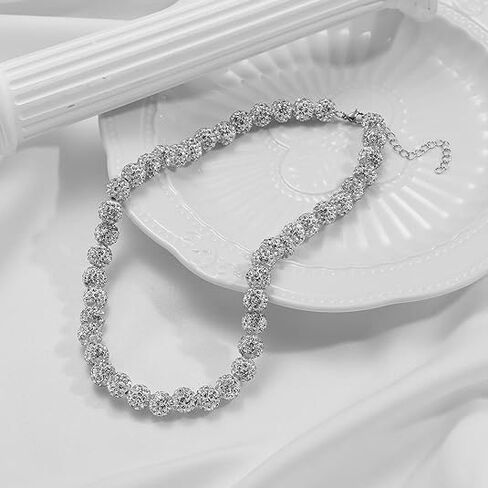Baseball Necklace - Rhinestone Baseball Necklace - 18+2" Bling Ice Collection Bead Chain Gift for Men Women Boys Girls and Baseball Athlete in Saudi Arabia