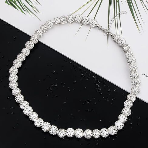Baseball Necklace - Rhinestone Baseball Necklace - 18+2" Bling Ice Collection Bead Chain Gift for Men Women Boys Girls and Baseball Athlete in Saudi Arabia