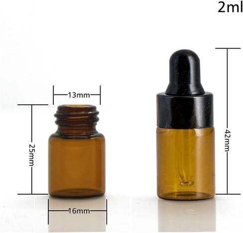 عبوة مكونة من 100,2 مل (5/8 درام) زجاجة قطارة زجاجية كهرمانية، عينة فارغة قارورة زجاجية للعين قطارة عطرية سائلة للعلاج العطري مع ماصة زجاجية وأغطية ألومنيوم سوداء in Kuwait