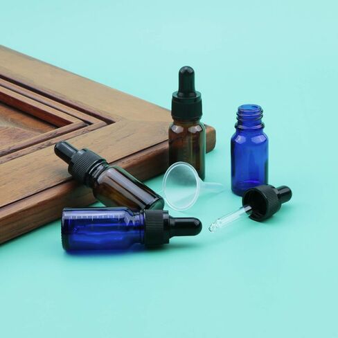 8 قطع زجاجة قطارة زجاجية 10 مل زجاجة قطارة زرقاء متدرجة مع قطارات زجاجية وغطاء أسود للزيوت العطرية والمواد الكيميائية المخبرية وزجاجة عينة العطور in Kuwait