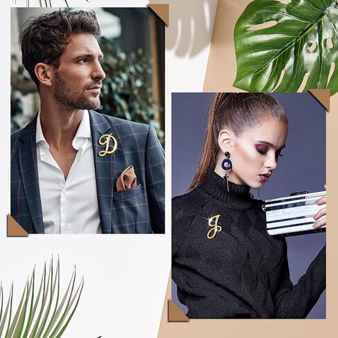 Hotop 26 Pcs Rhinestone Brooch Initial Pins for Suit Collar Women Men Plated Letter Alphabet Lapel Pin a to Z Alphabet Monogram Collar Pin in Saudi Arabia