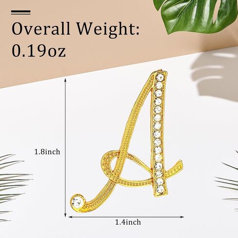 Hotop 26 Pcs Rhinestone Brooch Initial Pins for Suit Collar Women Men Plated Letter Alphabet Lapel Pin a to Z Alphabet Monogram Collar Pin in Saudi Arabia