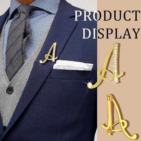 Hotop 26 Pcs Rhinestone Brooch Initial Pins for Suit Collar Women Men Plated Letter Alphabet Lapel Pin a to Z Alphabet Monogram Collar Pin in Saudi Arabia