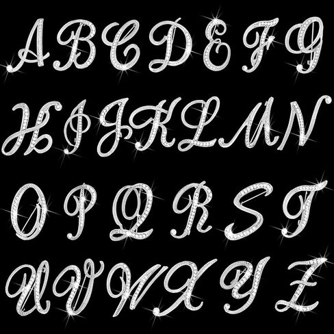 Hotop 26 Pcs Rhinestone Brooch Initial Pins for Suit Collar Women Men Plated Letter Alphabet Lapel Pin a to Z Alphabet Monogram Collar Pin in Saudi Arabia