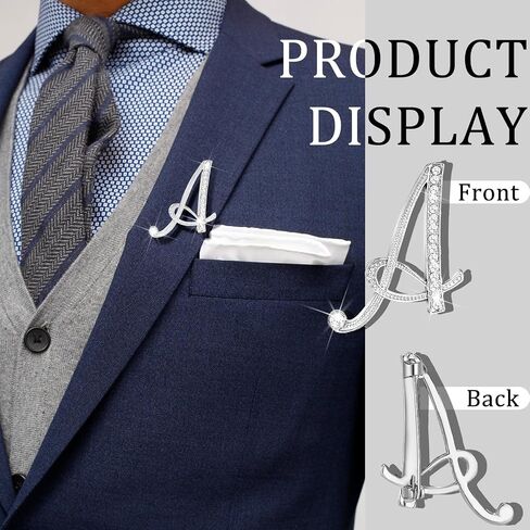 Hotop 26 Pcs Rhinestone Brooch Initial Pins for Suit Collar Women Men Plated Letter Alphabet Lapel Pin a to Z Alphabet Monogram Collar Pin in Saudi Arabia
