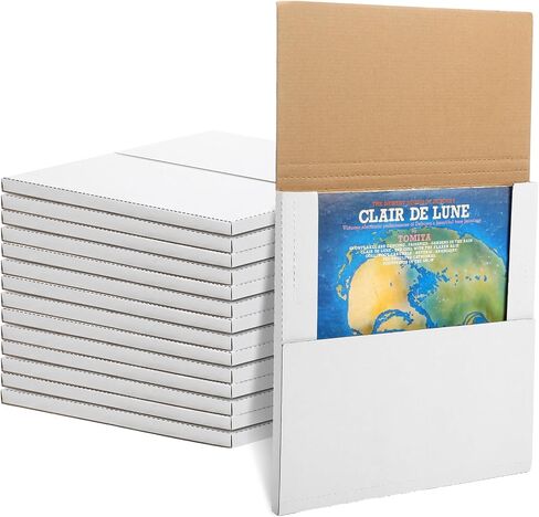 100 حزمة من رسائل تسجيل الفينيل مقاس 12.5 × 12.5 × 1 بوصة، صناديق شحن بيضاء من الفينيل، صندوق بريد من الورق المقوى Lp، صناديق بريد ألبومات بارتفاع قابل للتعديل مع ملصقات هشة لحزمة الأعمال الصغيرة in Saudi Arabia