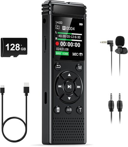 136GB Digital Voice Recorder One Click, Voice Recorder with Playback HD Recording Easy Control, Large Screen 7000 Hours Sound Audio Recorder Recording Tape for Lectures Meeting MP3 Player in Saudi Arabia