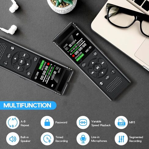 136GB Digital Voice Recorder One Click, Voice Recorder with Playback HD Recording Easy Control, Large Screen 7000 Hours Sound Audio Recorder Recording Tape for Lectures Meeting MP3 Player in Saudi Arabia