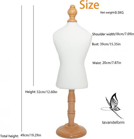Dog Dress Form Mannequin for Doll Pet Clothes Miniature Sewing Cat and Dog Dress Display Rack with Wooden Round Base Fully Pinnable (Medium) in Saudi Arabia