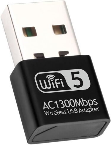 محول USB WiFi عام 1300 ميجابت في الثانية لأجهزة الكمبيوتر المكتبية والكمبيوتر المحمول AC1300Mbps ثنائي النطاق 2.4/5 جيجا هرتز محول USB لاسلكي متوافق مع Windows 11/10/8.1/8/7/XP Mac OS Linux in Kuwait