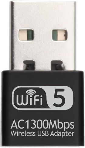 محول USB WiFi عام 1300 ميجابت في الثانية لأجهزة الكمبيوتر المكتبية والكمبيوتر المحمول AC1300Mbps ثنائي النطاق 2.4/5 جيجا هرتز محول USB لاسلكي متوافق مع Windows 11/10/8.1/8/7/XP Mac OS Linux in Kuwait
