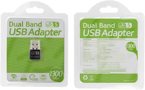 محول USB WiFi عام 1300 ميجابت في الثانية لأجهزة الكمبيوتر المكتبية والكمبيوتر المحمول AC1300Mbps ثنائي النطاق 2.4/5 جيجا هرتز محول USB لاسلكي متوافق مع Windows 11/10/8.1/8/7/XP Mac OS Linux in Kuwait