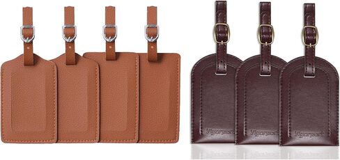 بطاقة الأمتعة Vigorport، 3 عبوات من بطاقات الأمتعة المصنوعة من جلد البولي يوريثان الفاخر، 4 عبوات من ملصقات حقائب الحقائب (بني) in Kuwait