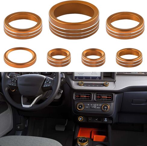 Air Conditioner Knob Cover for Ford Maverick Accessories 2022 2023 2024 Center Console Volume Radio Headlight Knob Trim Gear Shift Switch Ring Engine Start Stop Button Cap (7pcs, Black) in Saudi Arabia
