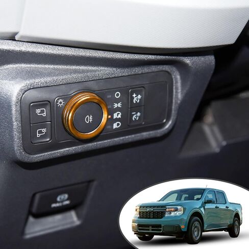 Air Conditioner Knob Cover for Ford Maverick Accessories 2022 2023 2024 Center Console Volume Radio Headlight Knob Trim Gear Shift Switch Ring Engine Start Stop Button Cap (7pcs, Black) in Saudi Arabia