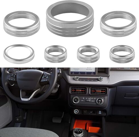 Air Conditioner Knob Cover for Ford Maverick Accessories 2022 2023 2024 Center Console Volume Radio Headlight Knob Trim Gear Shift Switch Ring Engine Start Stop Button Cap (7pcs, Black) in Saudi Arabia