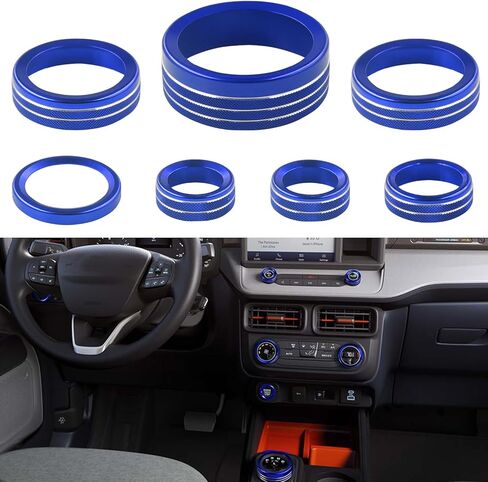 Air Conditioner Knob Cover for Ford Maverick Accessories 2022 2023 2024 Center Console Volume Radio Headlight Knob Trim Gear Shift Switch Ring Engine Start Stop Button Cap (7pcs, Black) in Kuwait